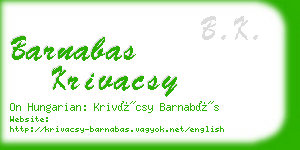 barnabas krivacsy business card